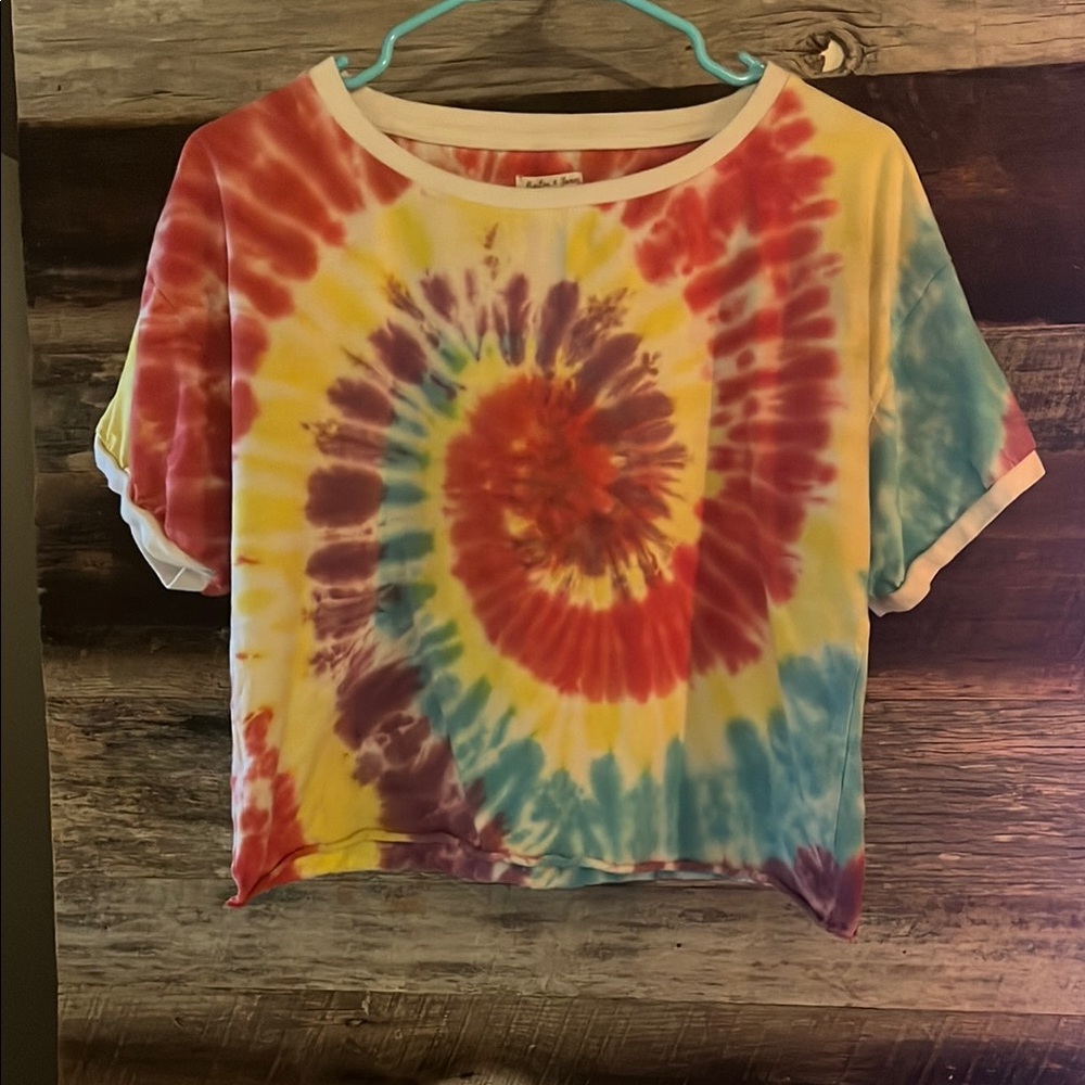 Colorful Tie Dye Crop Short Sleeve Tee
